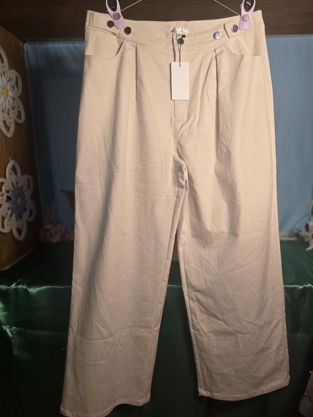 Women's Wide-Leg Casual Pants in Beige